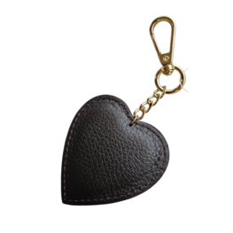 Sleutelhanger hartje donkerbruin - Baggyshop