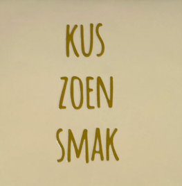 Tegeltje Kus, zoen, smak creme/goud - YETT