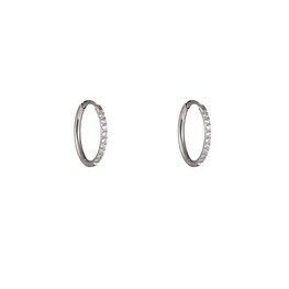 Oorbellen E61066-1 steentjes hoops 10mm zilver - Day&amp;Eve