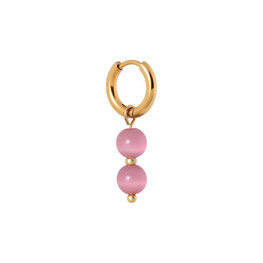 Oorbel per stuk K.SH.369.1 Pink cat eye goud - Label Kiki