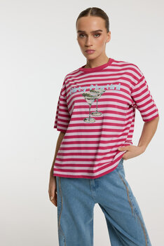 T-shirt Loui roze strepen - Refined Department