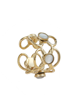 Ring bloemen met steentjes goud - Rose &amp; Camellia