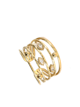 Ring breed met ovale steentjes goud - Rose &amp; Camellia