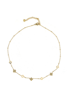 Ketting klavertjes dicht en open goud - Rose &amp; Camellia