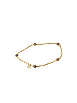 Armband kraaltjes vijf donkerbruin goud - Rose &amp; Camellia