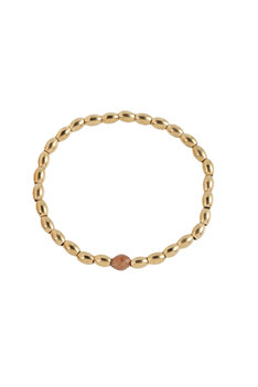 Armband kraaltjes ovaal lichtbruin goud - Rose &amp; Camellia