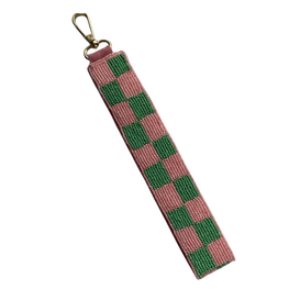 Sleutelhanger Ruitjes groen/roze - Loffs