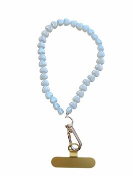 Telefoonkoord kort kleine hartjes parels