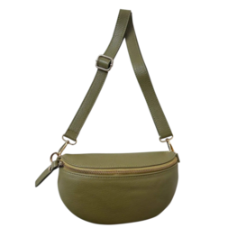 Tas crossbody leer kaki