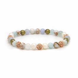 Armband spiral Bente elastiek rosegold crystal XS - Karma