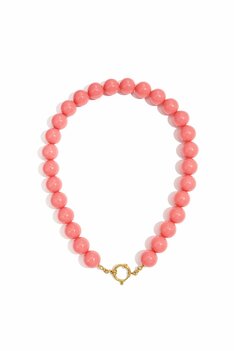 Kralen ketting 15mm lichtroze