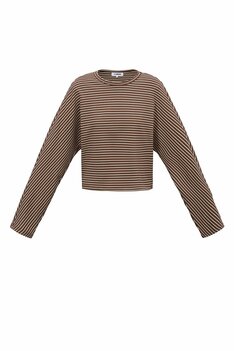 Longsleeve top gestreept bruin beige