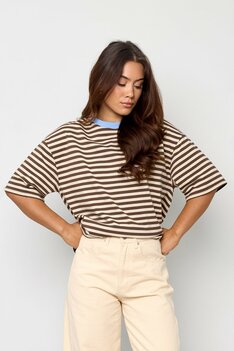 T-shirt gestreept bruin blauw