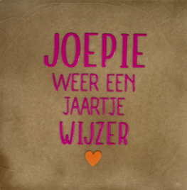 Tegeltje Joepie weer een jaartje wijzer taupe/roze - YETT
