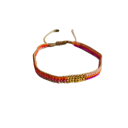 Armband Linea 09 roze oranje kraaltjes - LeJu