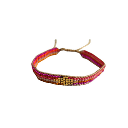 Armband Linea 07 roze oranje kraaltjes - LeJu