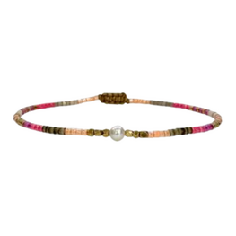 Armband Daisy 01 roze gouden kraaltjes - LeJu