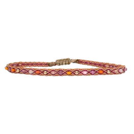 Armband Lima 02 roze oranje kraaltjes - LeJu