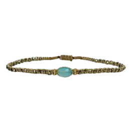 Armband Chloe 02 turquoise gouden kraaltjes - LeJu
