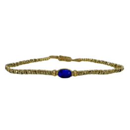 Armband Chloe 03 blauw gouden kraaltjes - LeJu