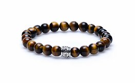 Armband Tigereye Silver cilinder Bead 8MM - Karma Him