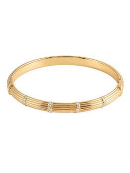 Armband bangle strepen met diamantjes goud - Rose&amp;Camellia