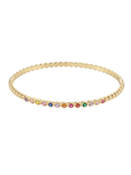 Armband bangle smal gekleurde steentjes goud - Rose&amp;Camellia