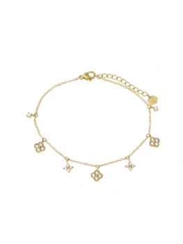 Armband klavertjes met diamantjes goud - Rose&amp;Camellia
