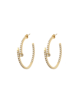 Oorbellen hoops met diamantjes goud - Rose&amp;Camellia