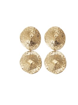 Oorbellen hangers bewerkte rondjes goud - Rose&amp;Camellia