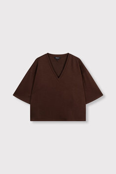 T-shirt Dolla v-hals bruin - RefinedDepartment