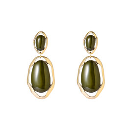 Oorbellen E65116-3 ovale stenen donkergroen goud - Day&amp;Eve