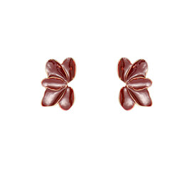 Oorbellen E65099-3 half bloemetje burgundy goud - Day&amp;Eve