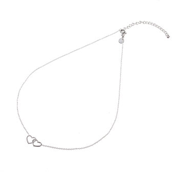 Ketting N3298-1 double heart zilver - Day&amp;Eve