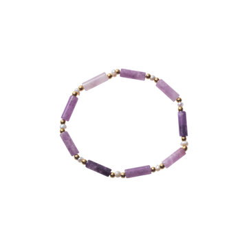 Armband B3256-3 long beads paars - Day&amp;Eve 