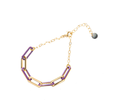 Armband B2822-4 Enamel chain link purple goud - Day&amp;Eve