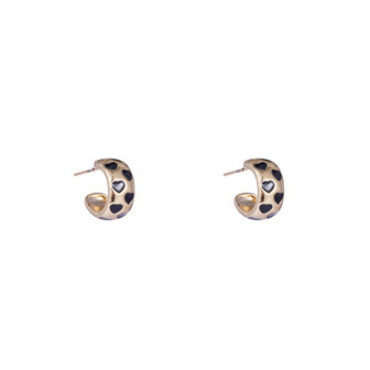 Oorbellen E3553-4 Small enamel heart hoops black - Day&amp;Eve 