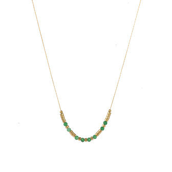 Ketting N3894-5 round stone necklace donker groen goud - ​​​​​​​Day&amp;Eve