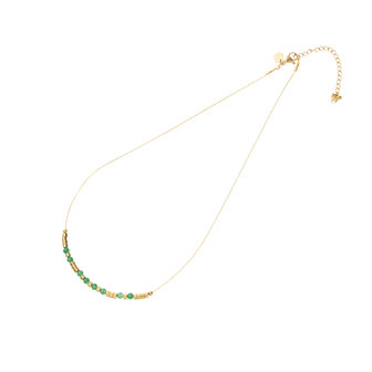 Ketting N3894-5 round stone necklace donker groen goud - ​​​​​​​Day&amp;Eve