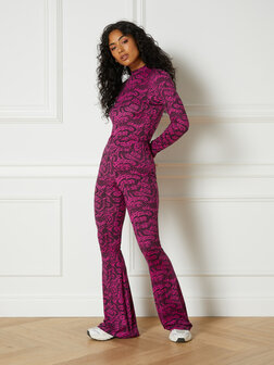Broek flared heart zebra Abba roze - Refined Department