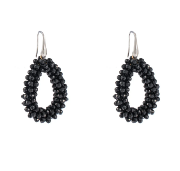 Oorbellen E1072-46 beads drop zilver/zwart  - Day&amp;Eve 