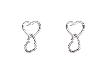 Oorbellen E3298-1 big double dot hearts zilver - Day&amp;Eve 