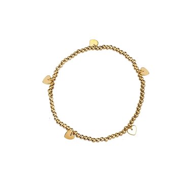 Armband B4215-2 balsy bracelet 3 mm + 5 hearts goud - Day&amp;Eve