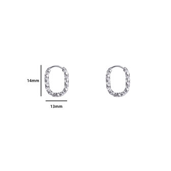 Oorbellen E4323-1 hammerd oval hoop zilver- Day&amp;Eve 