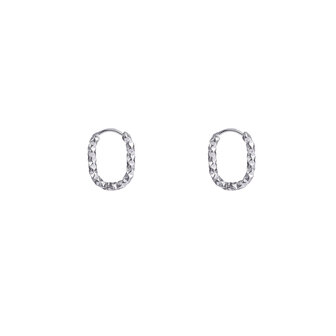 Oorbellen E4323-1 hammerd oval hoop zilver- Day&amp;Eve 