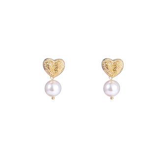 Oorbellen E4348-2 heart pearl stud goud- Day&amp;Eve 