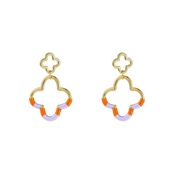 Oorbellen E4381-4 clover lila orange goud- Day&amp;Eve 