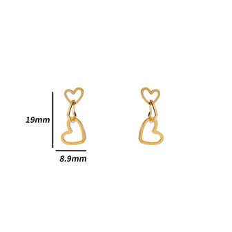 Oorbellen E4865-2 3 hearts earring goud - Day&amp;Eve 