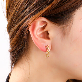 Oorbellen E4865-2 3 hearts earring goud - Day&amp;Eve 