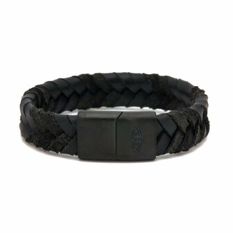 Leather Bracelet Ceaser Black 15MM Black - Karma Him